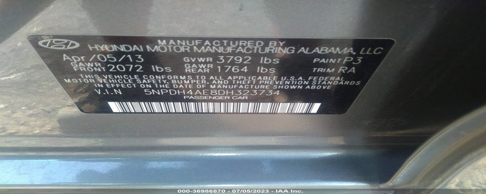 5NPDH4AE8DH323734 2013 HYUNDAI ELANTRA photo no. 9