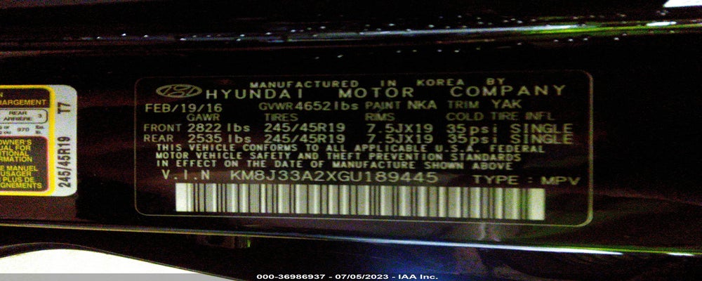 KM8J33A2XGU189445 2016 HYUNDAI TUCSON photo no. 9