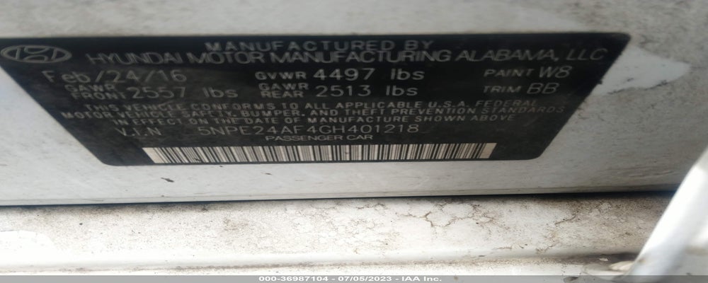 5NPE24AF4GH401218 2016 HYUNDAI SONATA photo no. 9