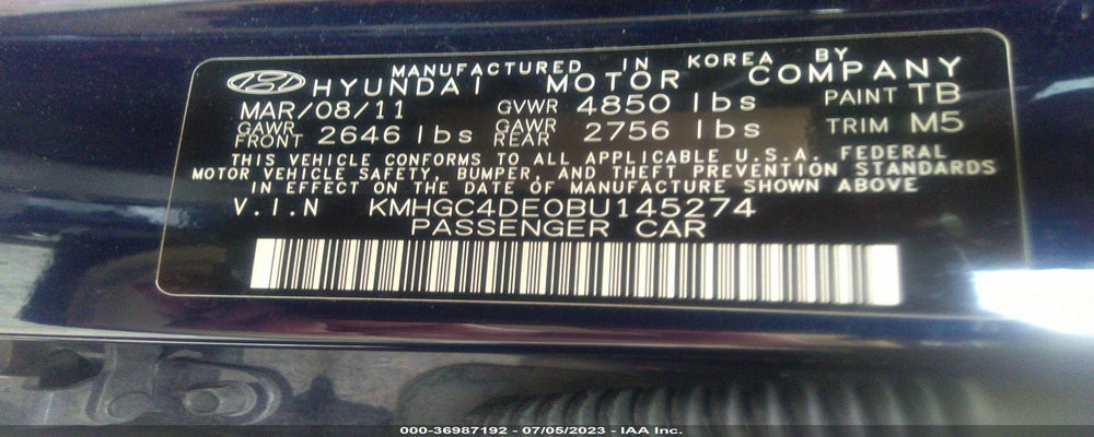 KMHGC4DE0BU145274 2011 HYUNDAI GENESIS photo no. 9