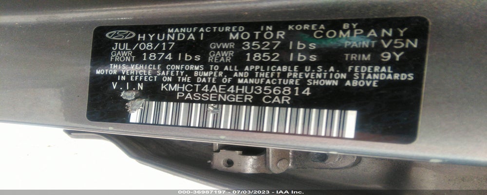 KMHCT4AE4HU356814 2017 HYUNDAI ACCENT photo no. 9