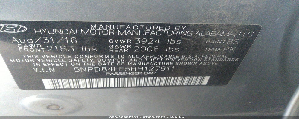 5NPD84LF5HH127911 2017 HYUNDAI ELANTRA photo no. 9