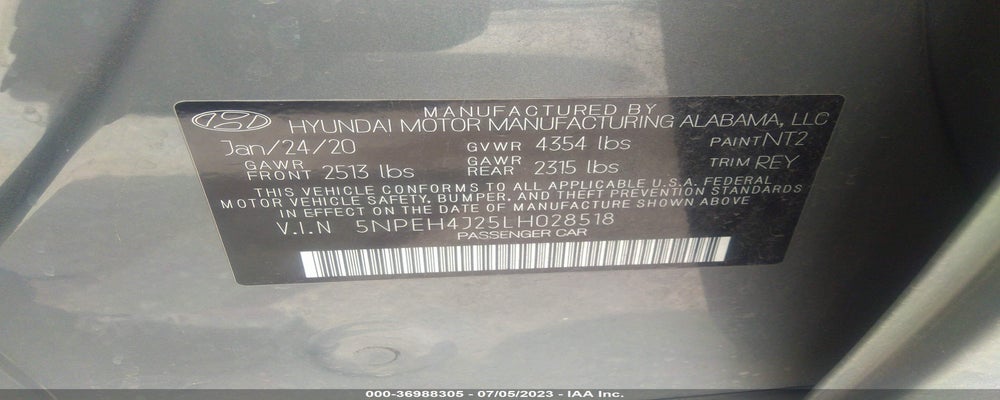 5NPEH4J25LH028518 2020 HYUNDAI SONATA photo no. 9