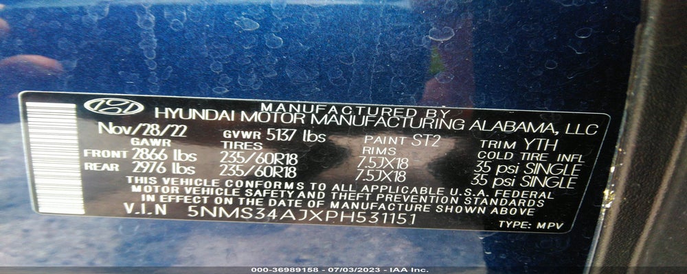 5NMS34AJXPH531151 2023 HYUNDAI SANTA FE photo no. 9