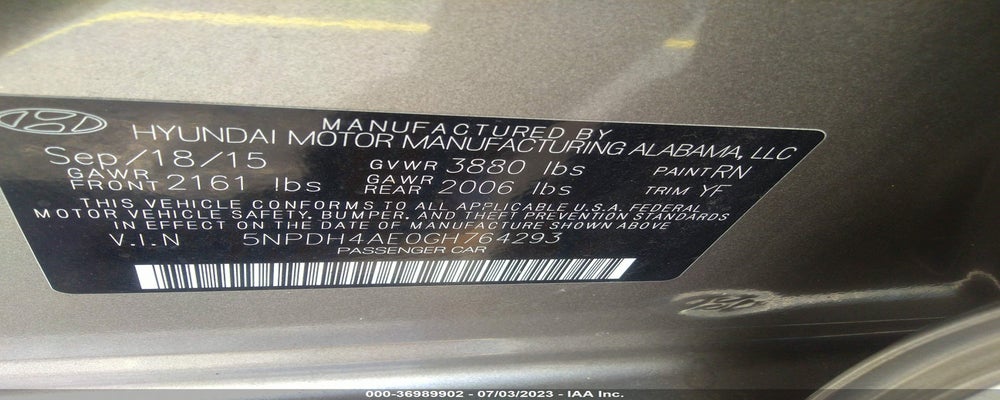 5NPDH4AE0GH764293 2016 HYUNDAI ELANTRA photo no. 9