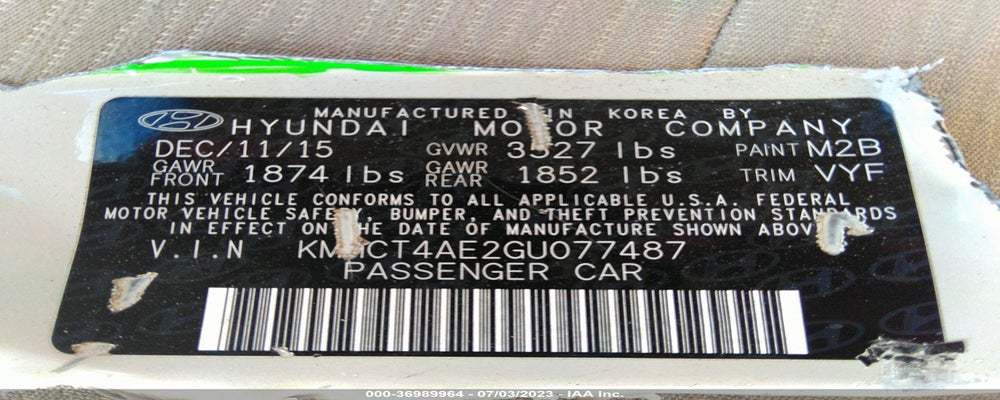 KMHCT4AE2GU077487 2016 HYUNDAI ACCENT photo no. 9