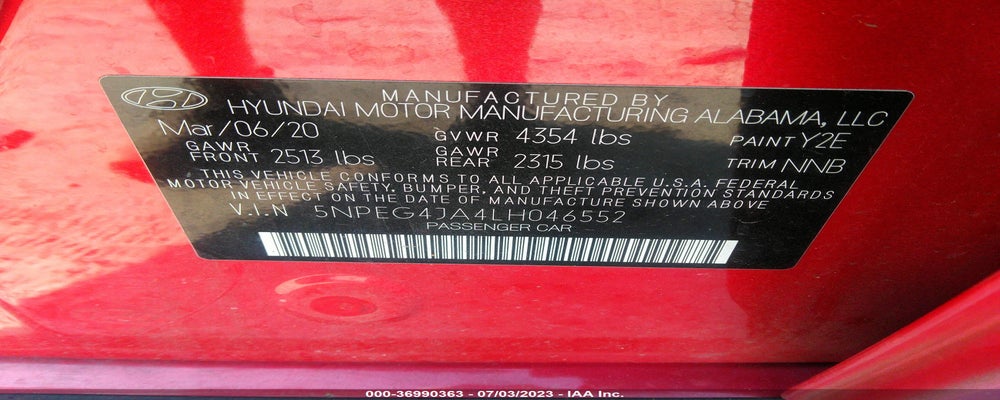 5NPEG4JA4LH046552 2020 HYUNDAI SONATA photo no. 9