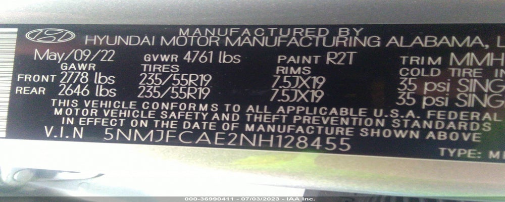 5NMJFCAE2NH128455 2022 HYUNDAI TUCSON photo no. 9