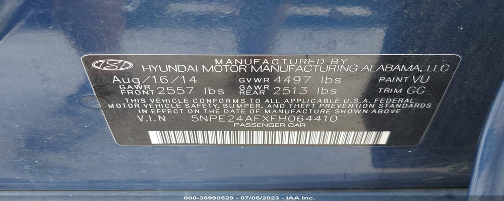5NPE24AFXFH064410 2015 HYUNDAI SONATA photo no. 9