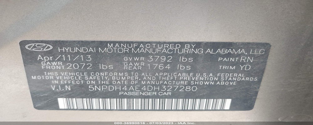 5NPDH4AE4DH327280 2013 HYUNDAI ELANTRA photo no. 9