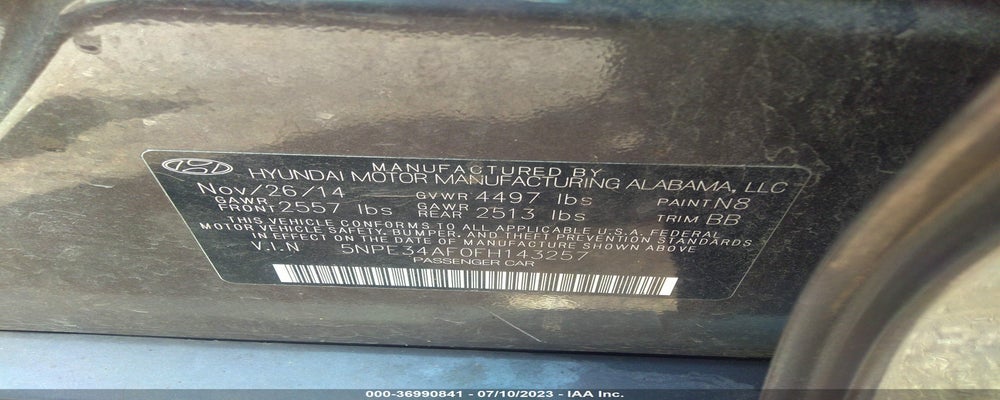 5NPE34AF0FH143257 2015 HYUNDAI SONATA photo no. 9