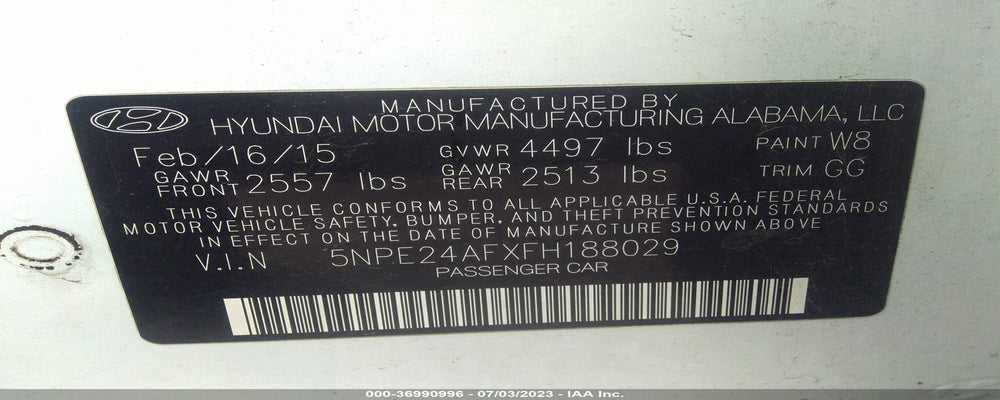5NPE24AFXFH188029 2015 HYUNDAI SONATA photo no. 9
