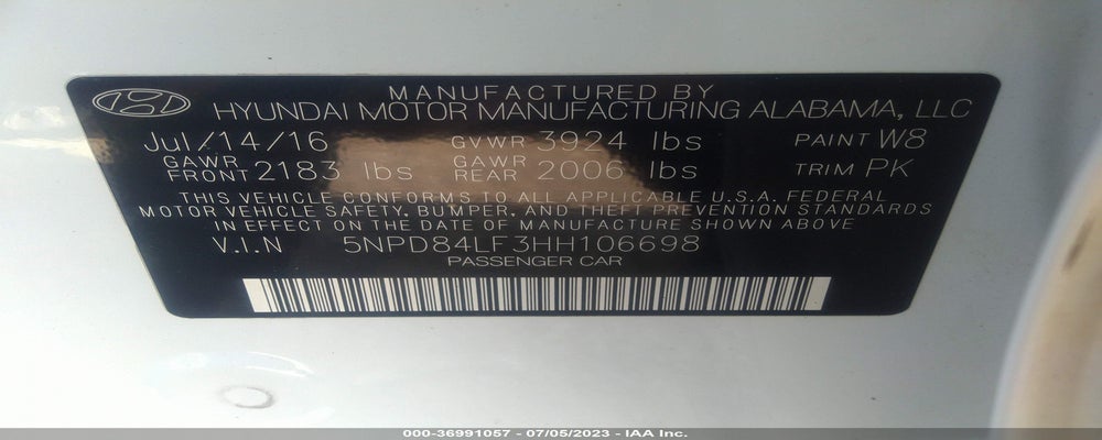5NPD84LF3HH106698 2017 HYUNDAI ELANTRA photo no. 9