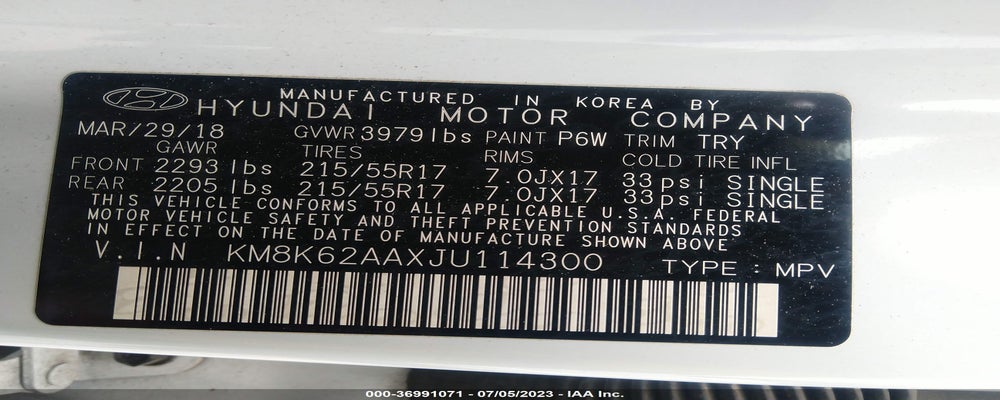 KM8K62AAXJU114300 2018 HYUNDAI KONA photo no. 9