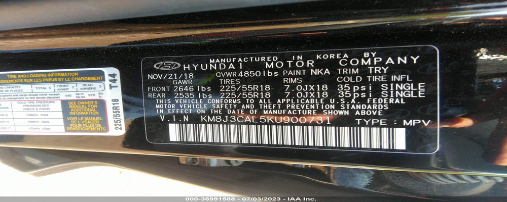 KM8J3CAL5KU900731 2019 HYUNDAI TUCSON photo no. 9