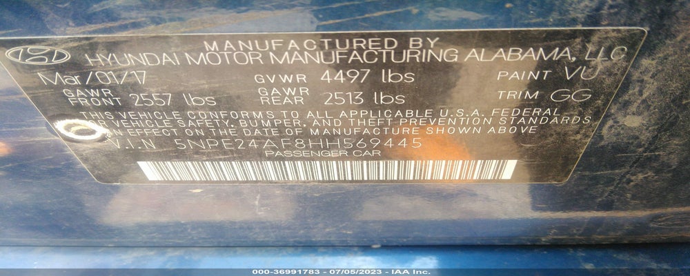 5NPE24AF8HH569445 2017 HYUNDAI SONATA photo no. 9