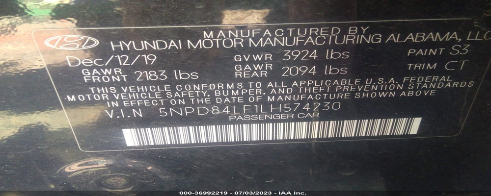 5NPD84LF1LH574230 2020 HYUNDAI ELANTRA photo no. 9