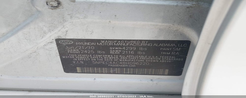 5NPEC4AC4BH096220 2011 HYUNDAI SONATA photo no. 9