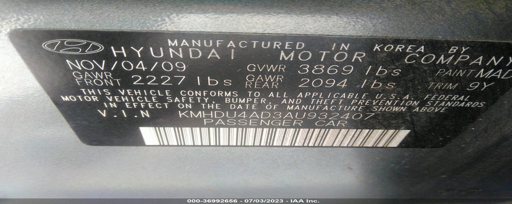 KMHDU4AD3AU932407 2010 HYUNDAI ELANTRA photo no. 9