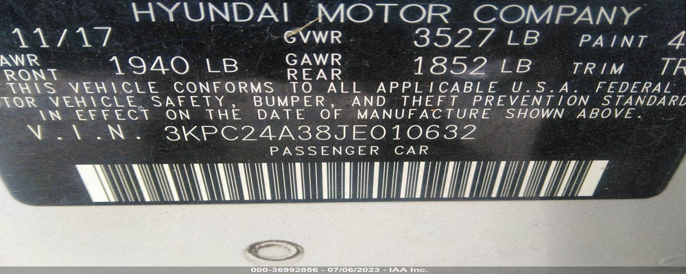 3KPC24A38JE010632 2018 HYUNDAI ACCENT photo no. 9