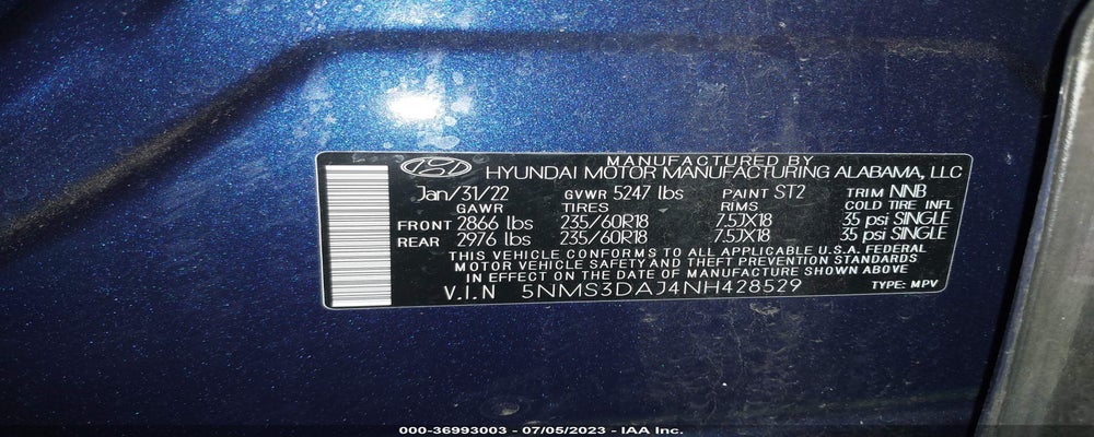 5NMS3DAJ4NH428529 2022 HYUNDAI SANTA FE photo no. 9