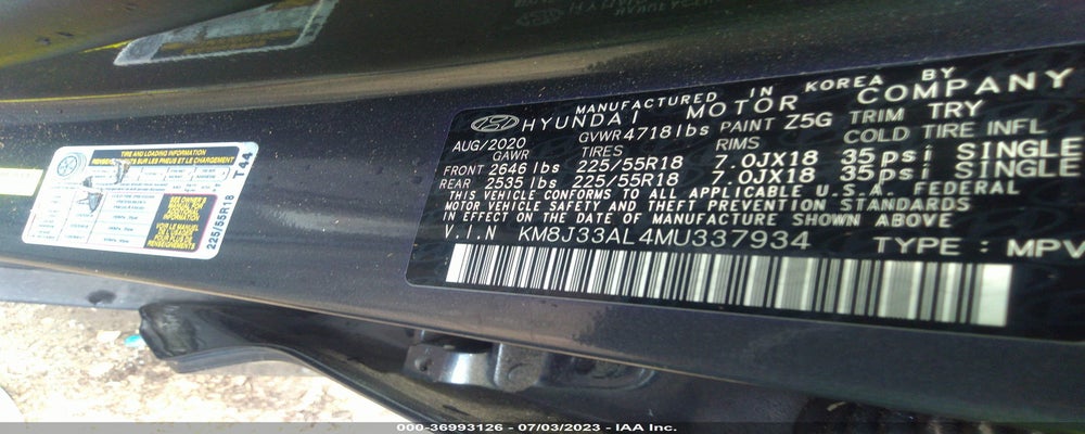 KM8J33AL4MU337934 2021 HYUNDAI TUCSON photo no. 9