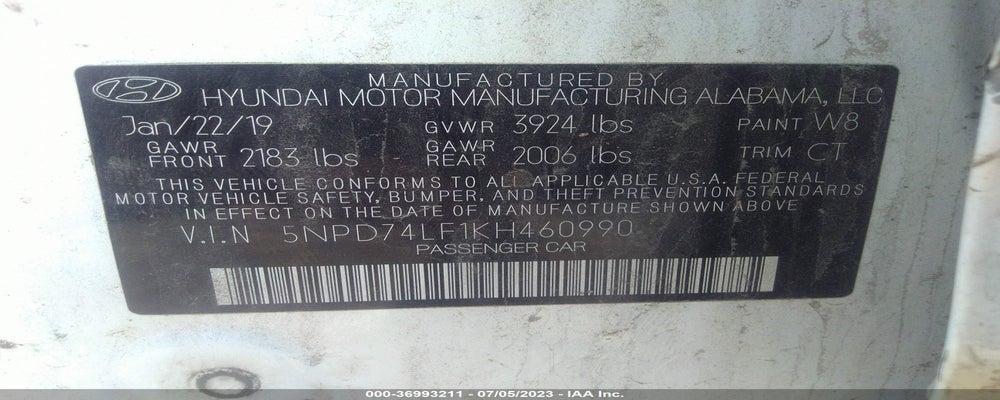 5NPD74LF1KH460990 2019 HYUNDAI ELANTRA photo no. 9