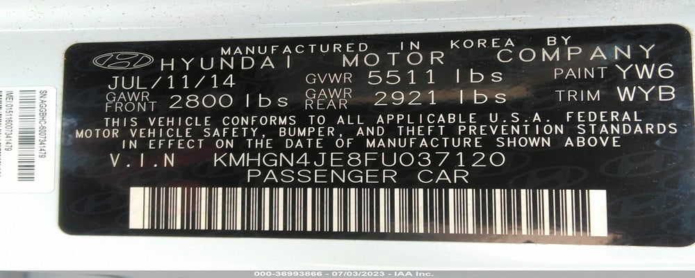 KMHGN4JE8FU037120 2015 HYUNDAI GENESIS photo no. 9