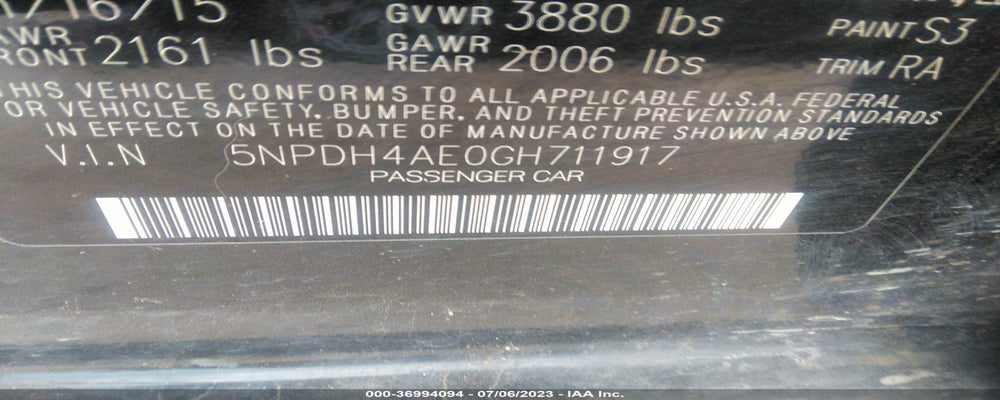 5NPDH4AE0GH711917 2016 HYUNDAI ELANTRA photo no. 9