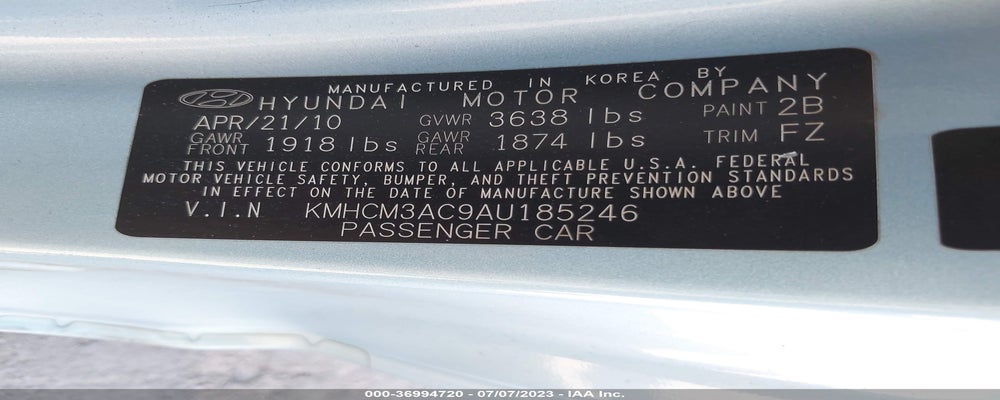 KMHCM3AC9AU185246 2010 HYUNDAI ACCENT photo no. 9