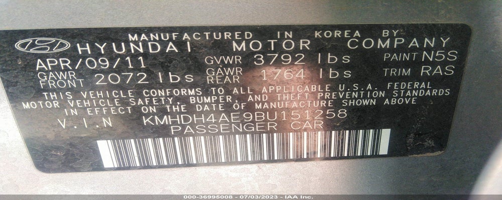 KMHDH4AE9BU151258 2011 HYUNDAI ELANTRA photo no. 9