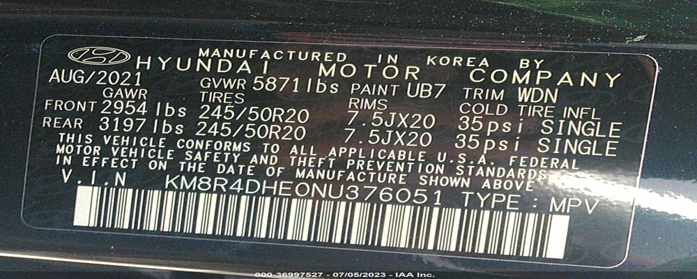 KM8R4DHE0NU376051 2022 HYUNDAI PALISADE photo no. 9