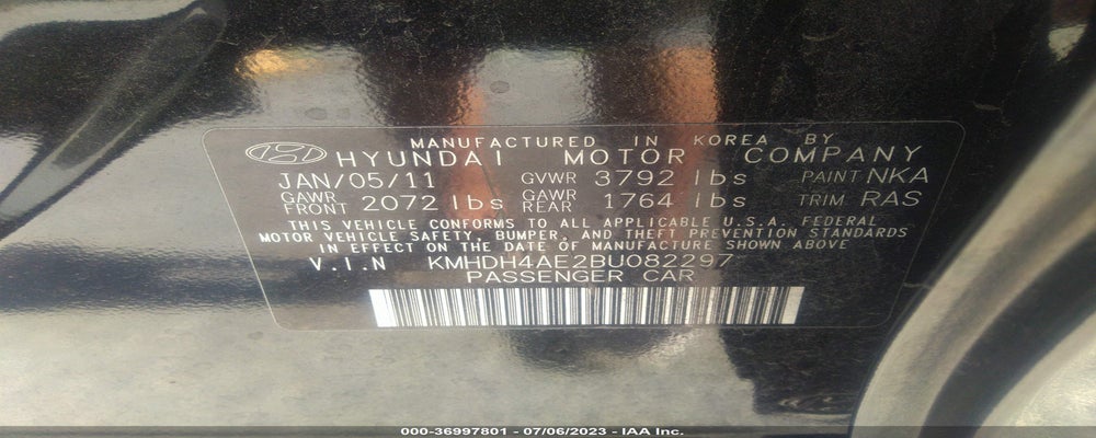 KMHDH4AE2BU082297 2011 HYUNDAI ELANTRA photo no. 9
