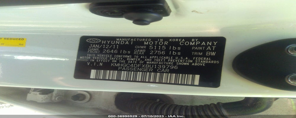 KMHGC4DFXBU139796 2011 HYUNDAI GENESIS photo no. 9