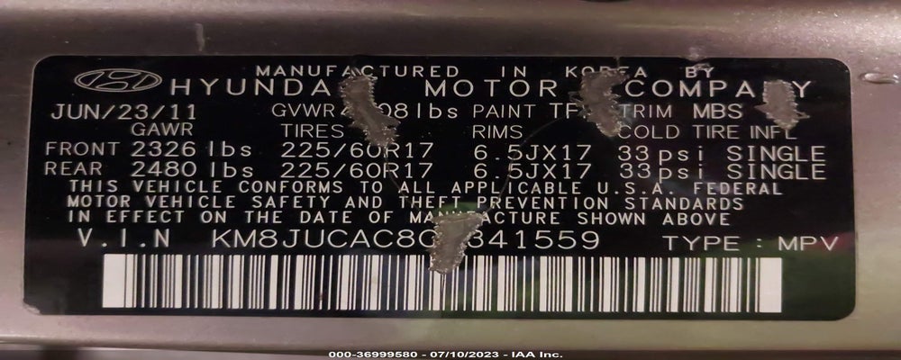 KM8JUCAC8CU341559 2012 HYUNDAI TUCSON photo no. 9