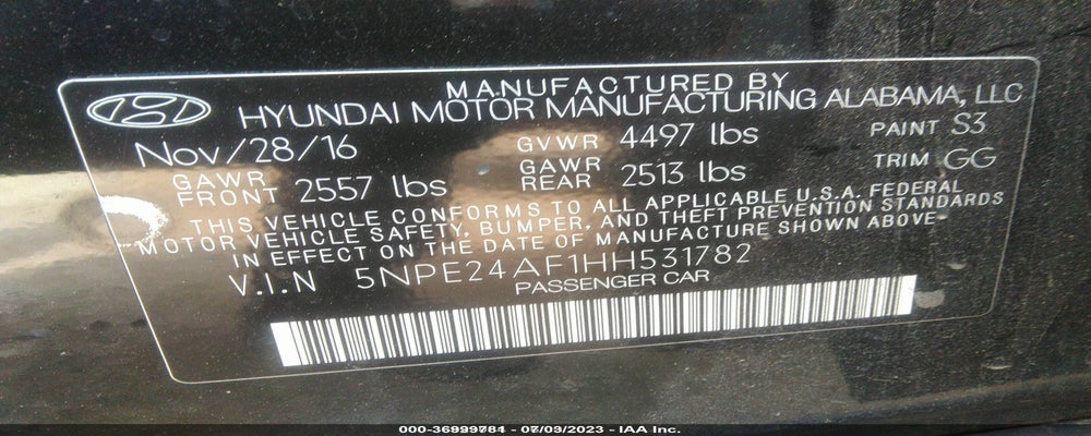5NPE24AF1HH531782 2017 HYUNDAI SONATA photo no. 9