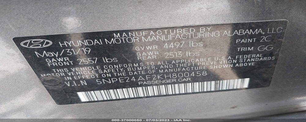 5NPE24AF2KH800458 2019 HYUNDAI SONATA photo no. 9
