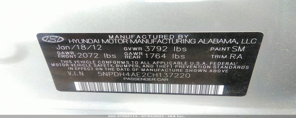 5NPDH4AE2CH137220 2012 HYUNDAI ELANTRA photo no. 9