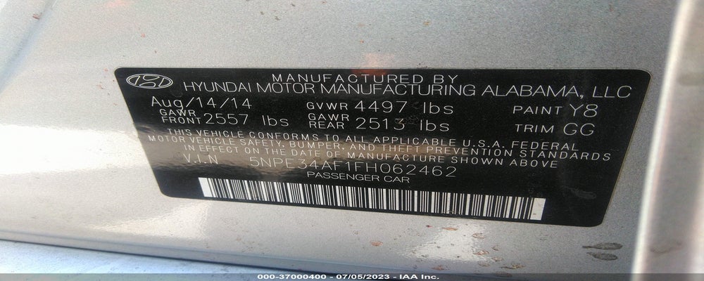 5NPE34AF1FH062462 2015 HYUNDAI SONATA photo no. 9