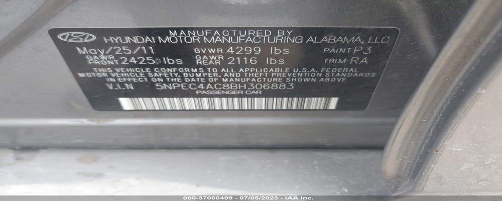 5NPEC4AC8BH306883 2011 HYUNDAI SONATA photo no. 9