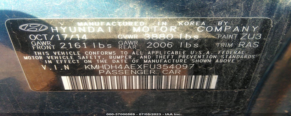 KMHDH4AEXFU354097 2015 HYUNDAI ELANTRA photo no. 9