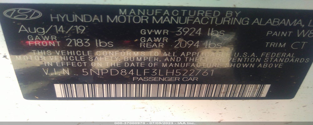 5NPD84LF3LH522761 2020 HYUNDAI ELANTRA photo no. 9