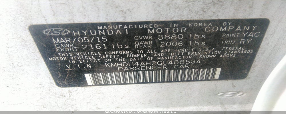 KMHDH4AH2GU488534 2016 HYUNDAI ELANTRA photo no. 9