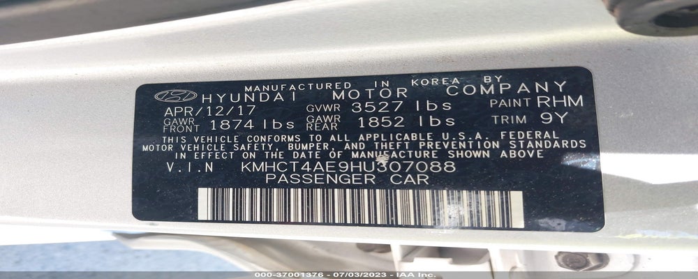 KMHCT4AE9HU307088 2017 HYUNDAI ACCENT photo no. 9