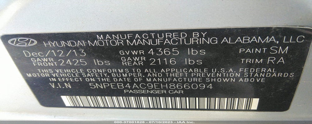 5NPEB4AC9EH866094 2014 HYUNDAI SONATA photo no. 9