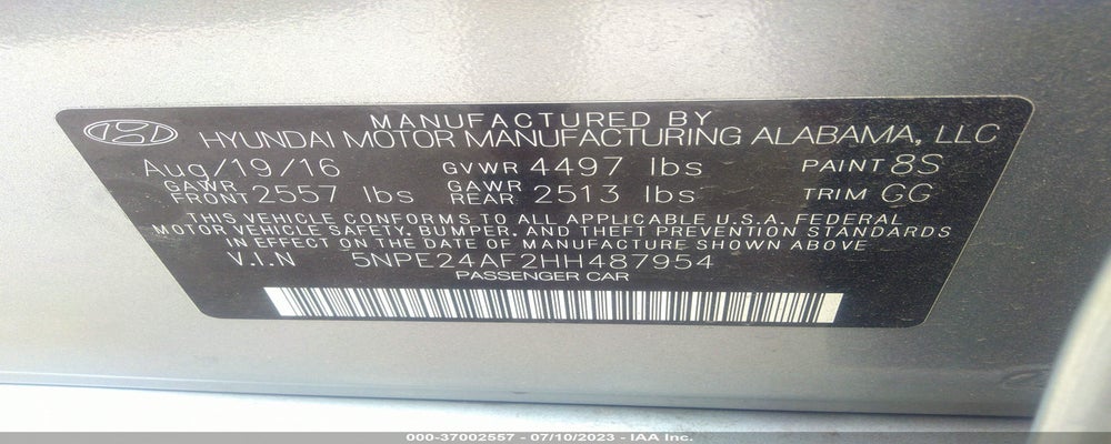 5NPE24AF2HH487954 2017 HYUNDAI SONATA photo no. 9