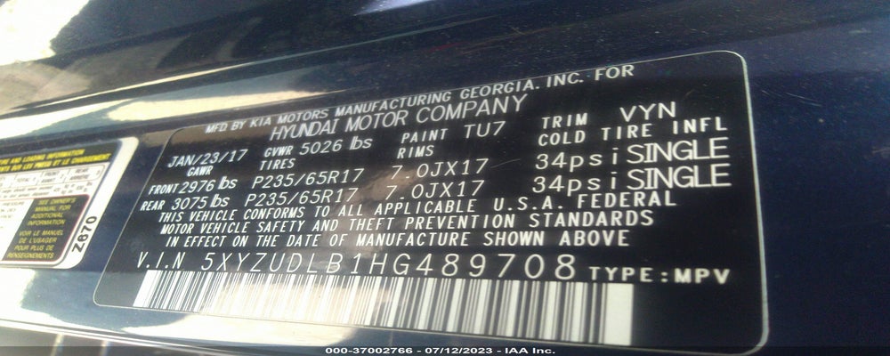 5XYZUDLB1HG489708 2017 HYUNDAI SANTA FE SPORT photo no. 9