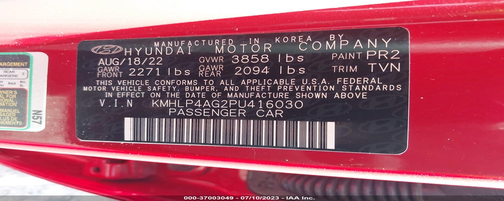 KMHLP4AG2PU416030 2023 HYUNDAI ELANTRA photo no. 9