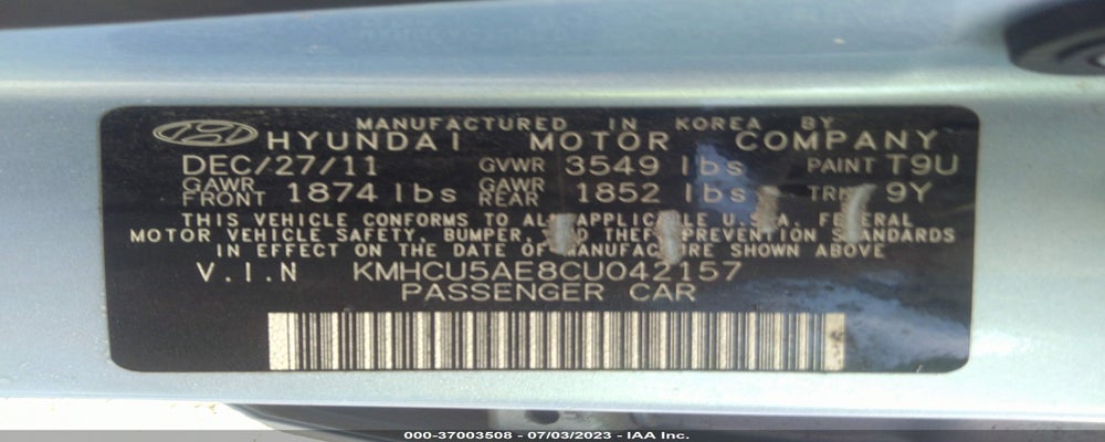 KMHCU5AE8CU042157 2012 HYUNDAI ACCENT photo no. 9