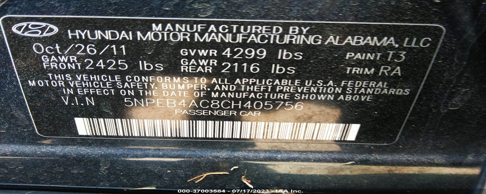 5NPEB4AC8CH405756 2012 HYUNDAI SONATA photo no. 9